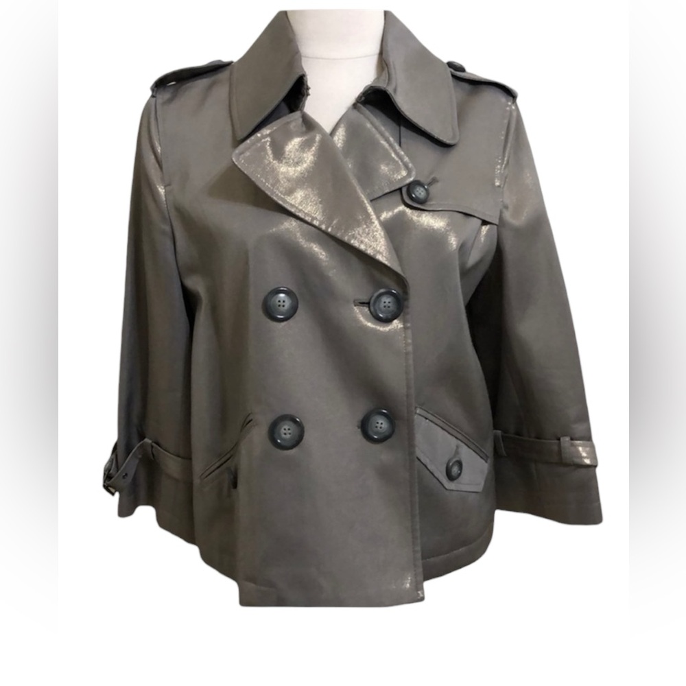 Alfani Double Breasted Military Styled Metallic Gold Cropped Jacket‎ size LP Y2K
